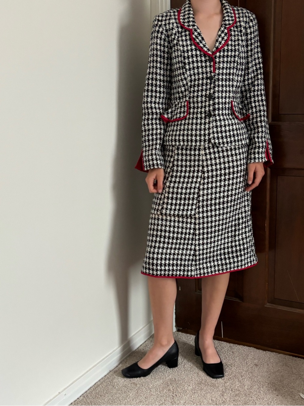 Ombre Houndstooth Blazer and Skirt suit